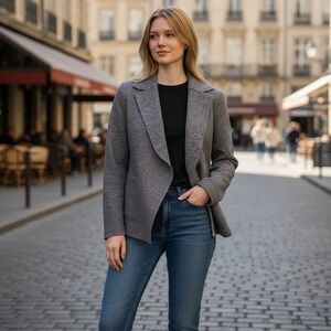 OSKA Boiled Wool Jacket Womens Grey Textured Lagenlook Cardigan Size 1 US Small‎